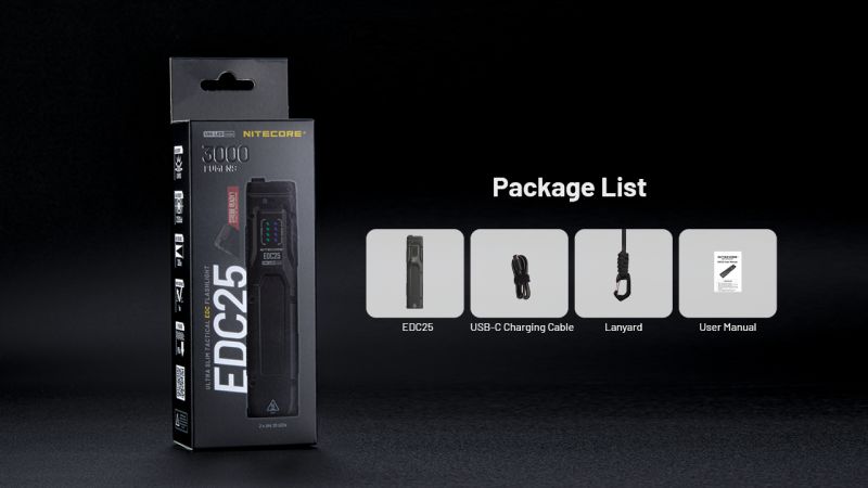 NITECORE Svietidlo EDC25 - black (NC-EDC25)