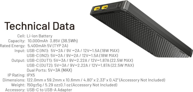 NITECORE Nabíjačka PowerBank NB10000 gen.3 - black (NCxb-NB10000gen3)