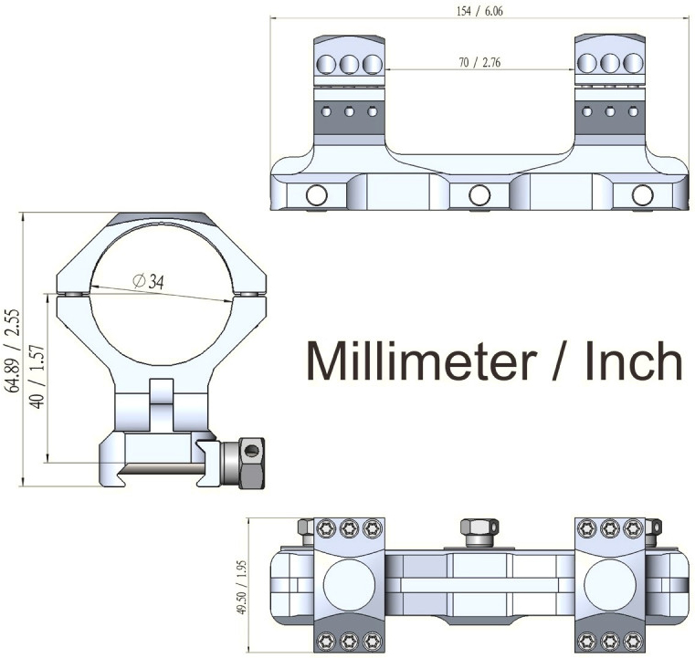 VECTOR OPTICS Spojené montážne krúžky X-Accu 34mm High Profile (SCTM-57)