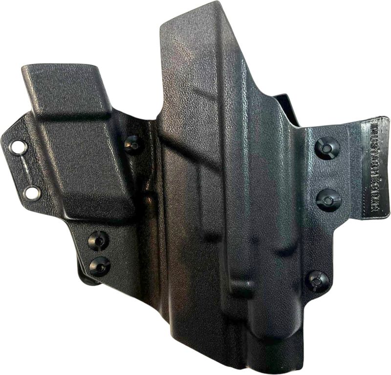 MUSTACHEGEAR Puzdro na zbraň BABAJAGA IWB G17 Olight PL2, pravák - čierne