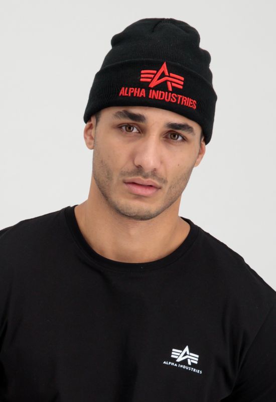 ALPHA INDUSTRIES Čiapka 3D Beanie - black / red (168910/94)