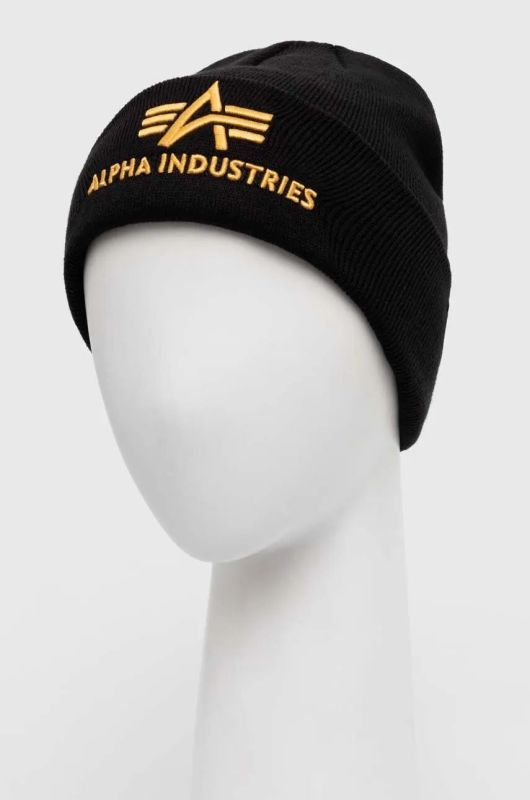 ALPHA INDUSTRIES Čiapka 3D Beanie - black / yellow gold (168910/583)