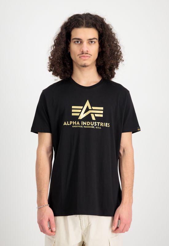 ALPHA INDUSTRIES Tričko BASIC Carbon - black/gold (100501CB/365)