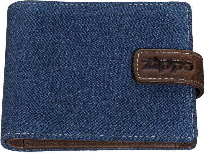 ZIPPO Kožená/Textilná peňaženka 11,7x9,2x1,9cm - denim / brown (44157)