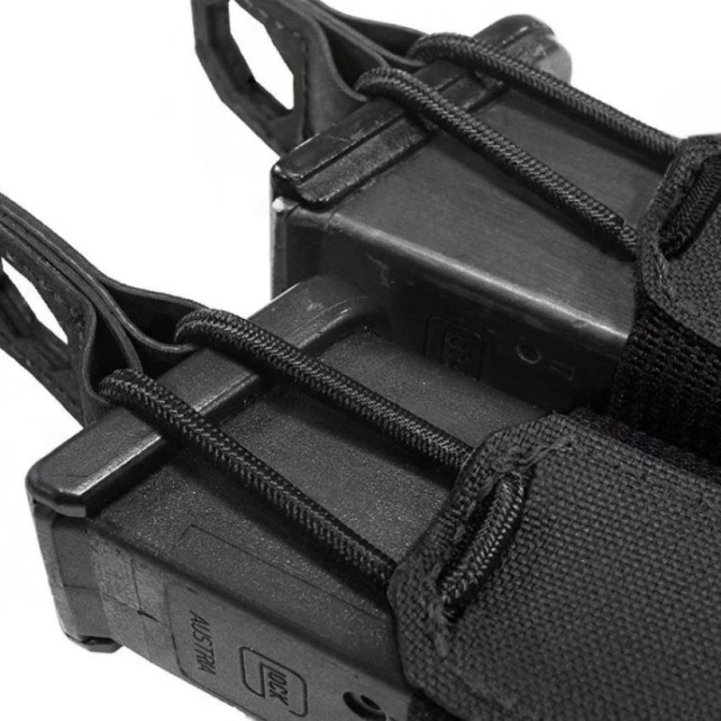 WARRIOR Laser Cut Double Bungee Pistol Pouch - black (W-LC-DBPP-BLK)