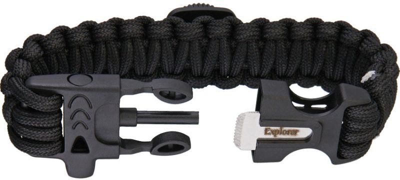 EXPLORER Paracord náramok s kompasom - black (EXP61)