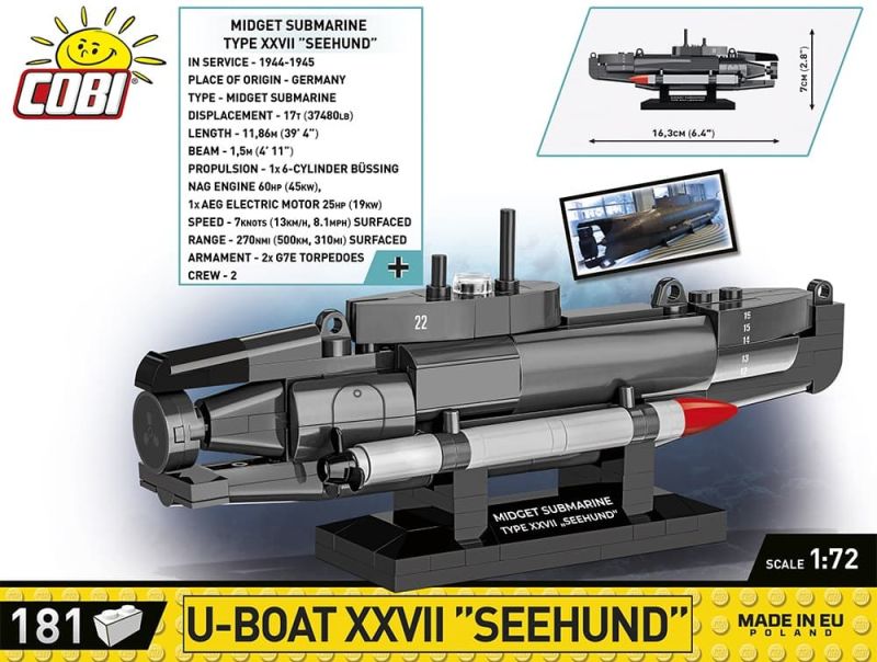 COBI Stavebnica HC WW2 U-Boat XXVII Seehund (COBI-4846)