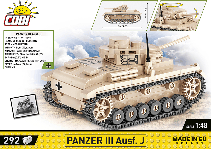 COBI Stavebnica WW2 Panzer III Ausf. J (COBI-2712)