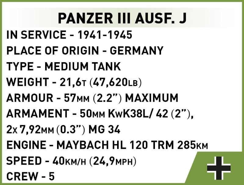 COBI Stavebnica WW2 Panzer III Ausf. J (COBI-2712)