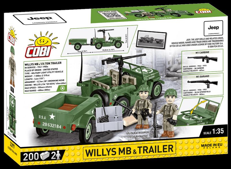 COBI Stavebnica HC WW2 Willys MB & Trailer (COBI-2297)