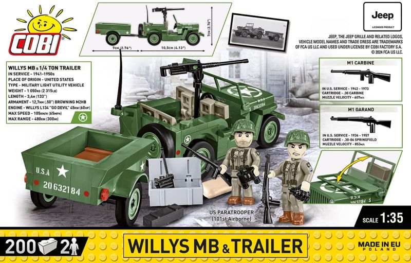 COBI Stavebnica HC WW2 Willys MB & Trailer (COBI-2297)