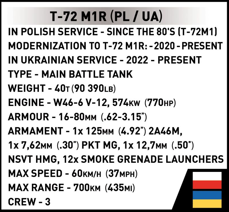 COBI Stavebnica AF T-72M1R (PL/UA) (COBI-2624)