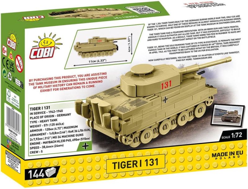 COBI Stavebnica HC WW2 Tiger I 131 1:72 (COBI-3095)