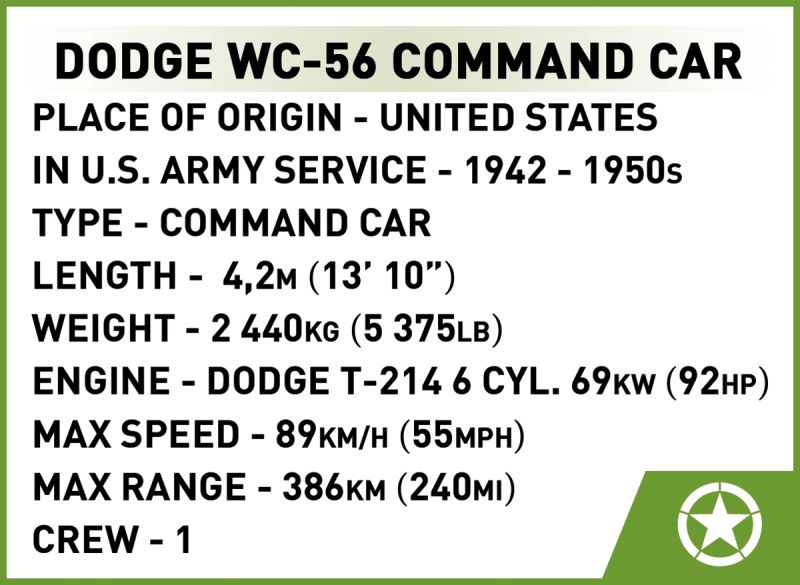 COBI Stavebnica HC WW2 Dodge WC-56 Command Car (COBI-3111)