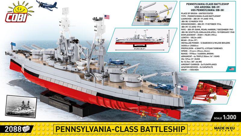 COBI Stavebnica HC WW2 Pennsylvania - Class Battleship - Executive Edition (COBI-4842)