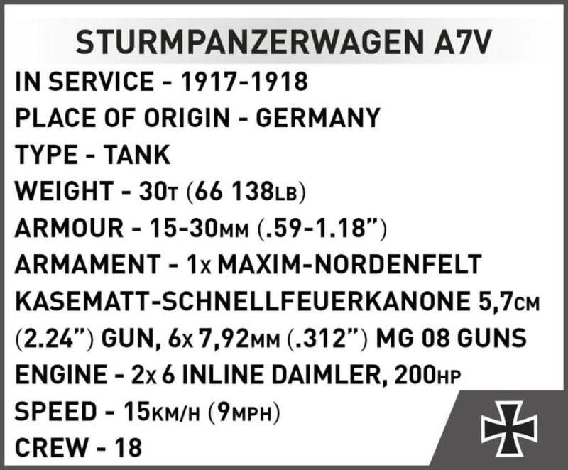 COBI Stavebnica HC GW Sturmpanzerwagen A7V 1:72 (COBI-3094)