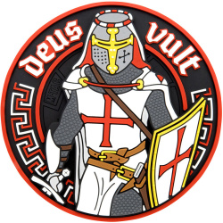 M-TAC 3D PVC Nášivka/Patch Deus Vult - white / red (51116000)