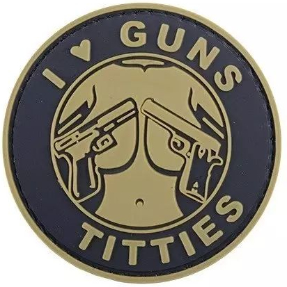 GFC 3D PVC Nášivka/Patch I Love Guns Titties - tan / black