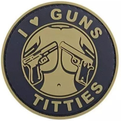 GFC 3D PVC Nášivka/Patch I Love Guns Titties - tan / black