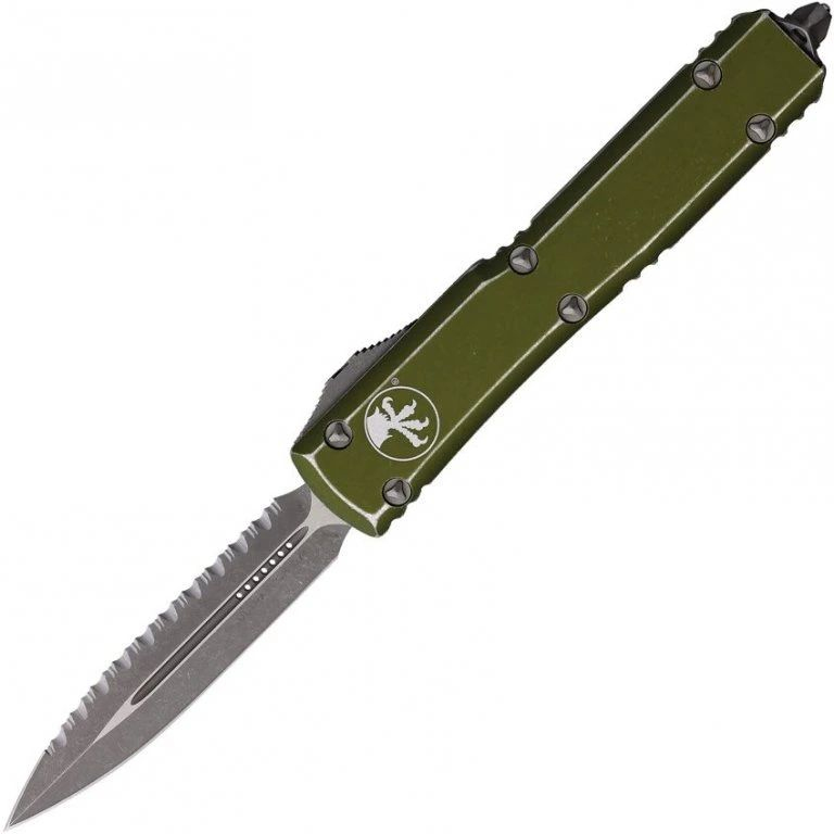 MICROTECH Zatvárací nôž Ultratech OTF Auto D/E serrated - OD green (MCT12212DOD)