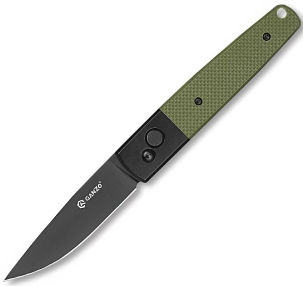 GANZO Zatvárací nôž G721B ButtonLock Black - green (G721B-GR)