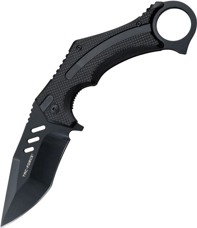 TAC FORCE Zatvárací nôž Linerlock A/O w/ finger ring - black (TF1044BK)