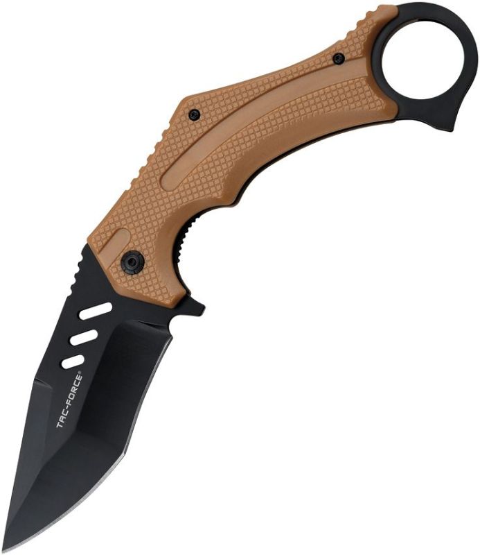 TAC FORCE Zatvárací nôž Linerlock A/O w/ finger ring - brown (TF1044BR)