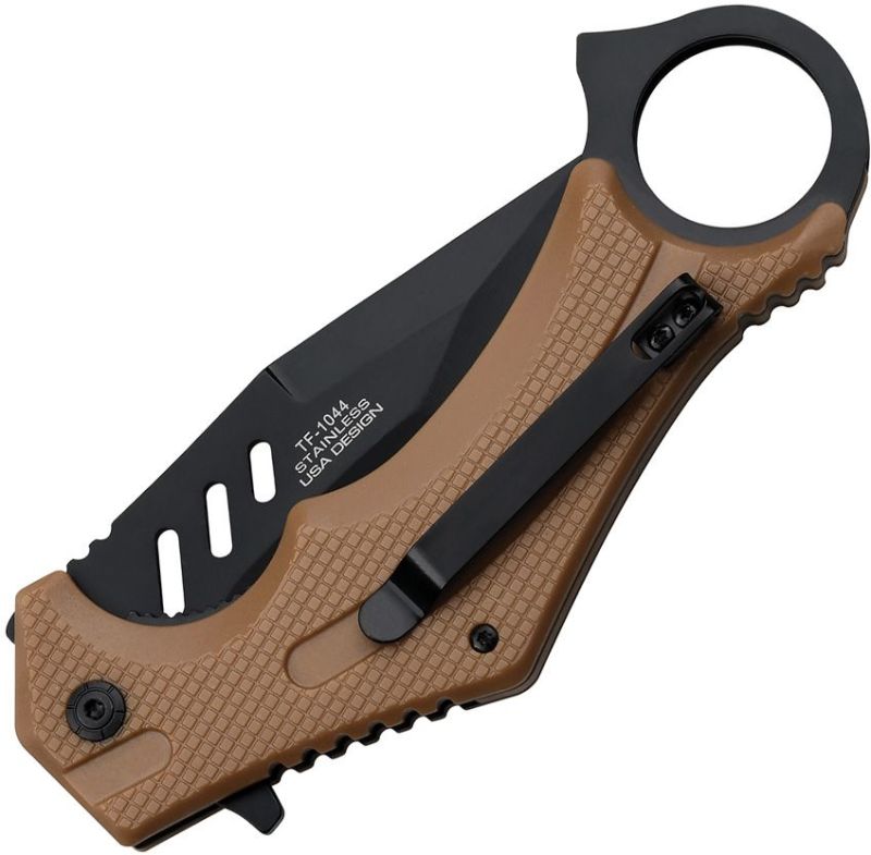 TAC FORCE Zatvárací nôž Linerlock A/O w/ finger ring - brown (TF1044BR)