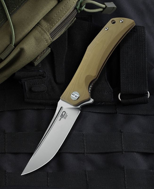 BESTECH Zatvárací nôž SCIMITAR LinerLock - beige (BG05C-1)