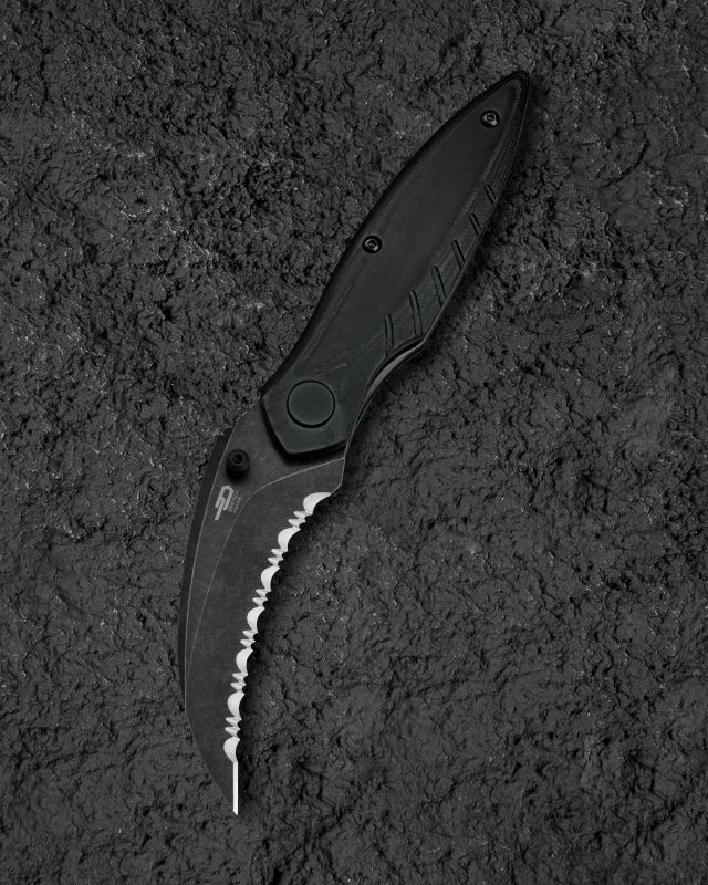 BESTECH Zatvárací nôž MANTIDAE LinerLock Black SW serrated - black (BG60D)