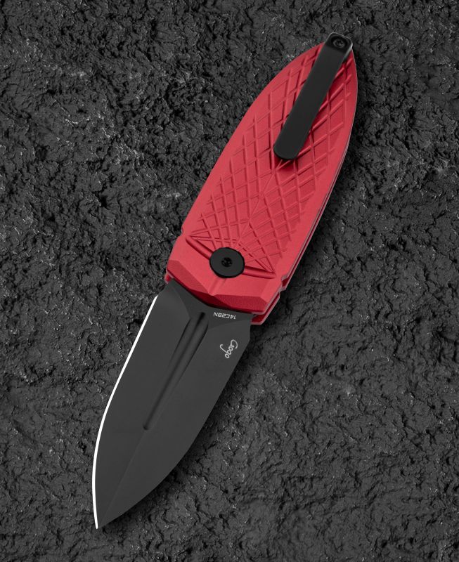 BESTECH Zatvárací nôž QUQU ButtonLock Black - red (BG57B-4)