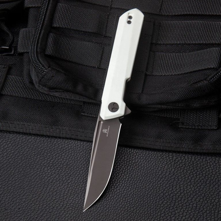 BESTECH Zatvárací nôž DUNDEE LinerLock Grey titanized - white (BMK01I)