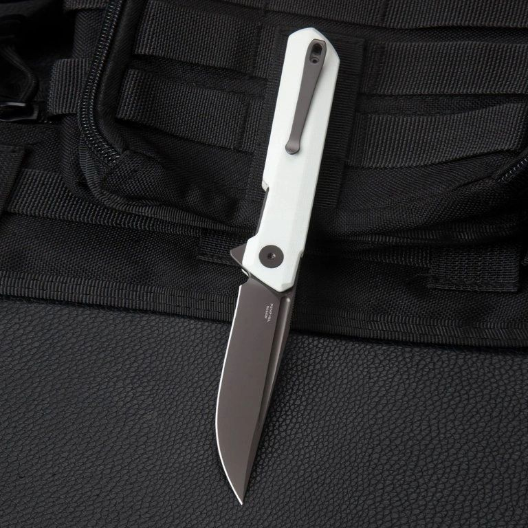 BESTECH Zatvárací nôž DUNDEE LinerLock Grey titanized - white (BMK01I)